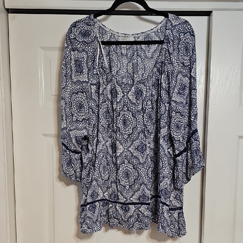 Blue Patterned Women's Top